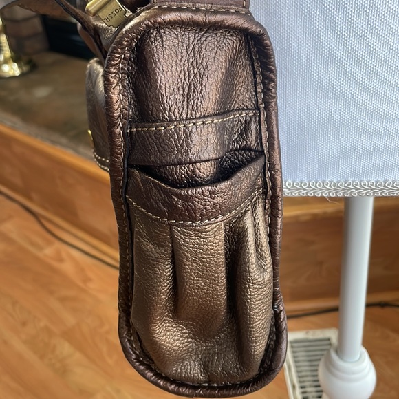 Fossil Metallic Brown  Leather Crossbody Bag - Picture 9 of 14
